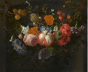 Pieter Gallis Swag of Flowers Hanging in a Niche oil painting reproduction